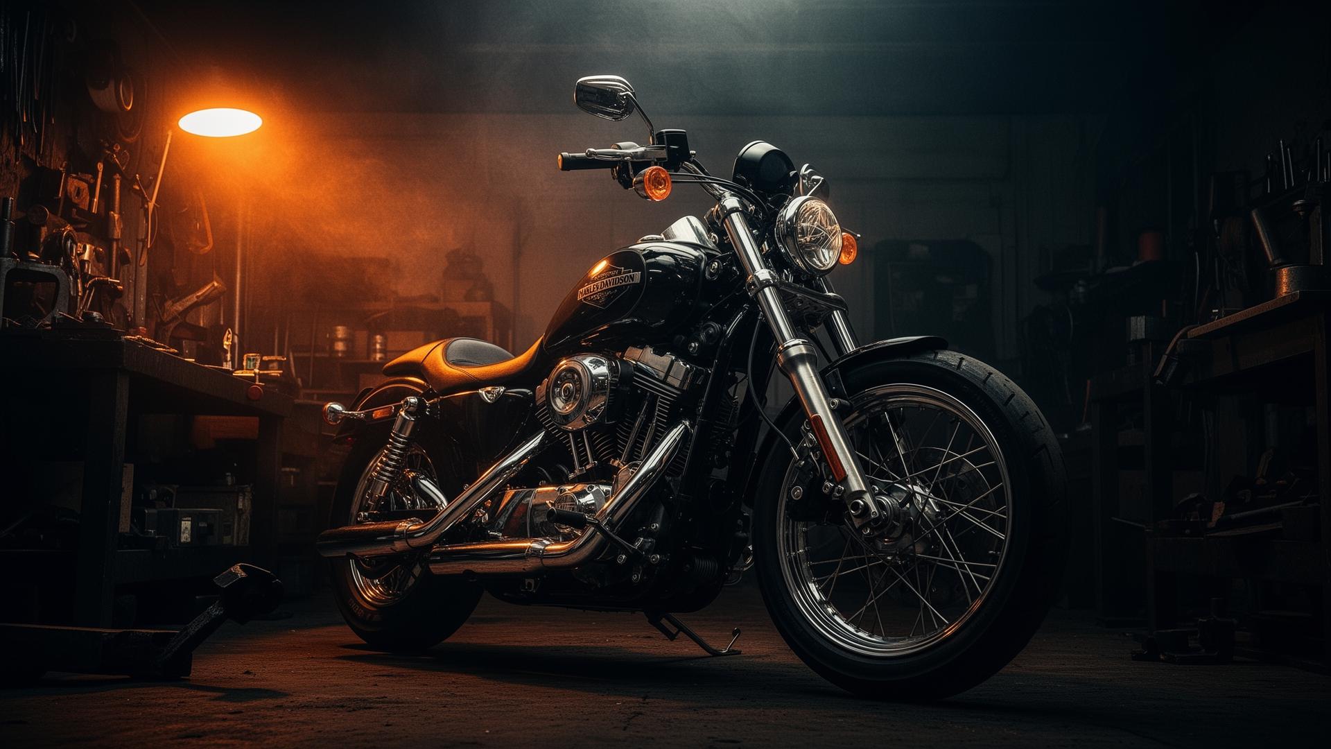 Harley Davidson na oficina Rescue Garage